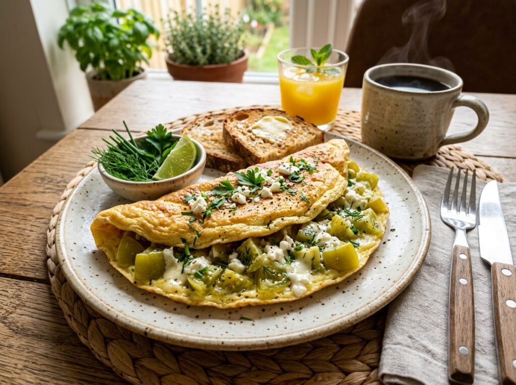 Omletas su žaliais pomidorais